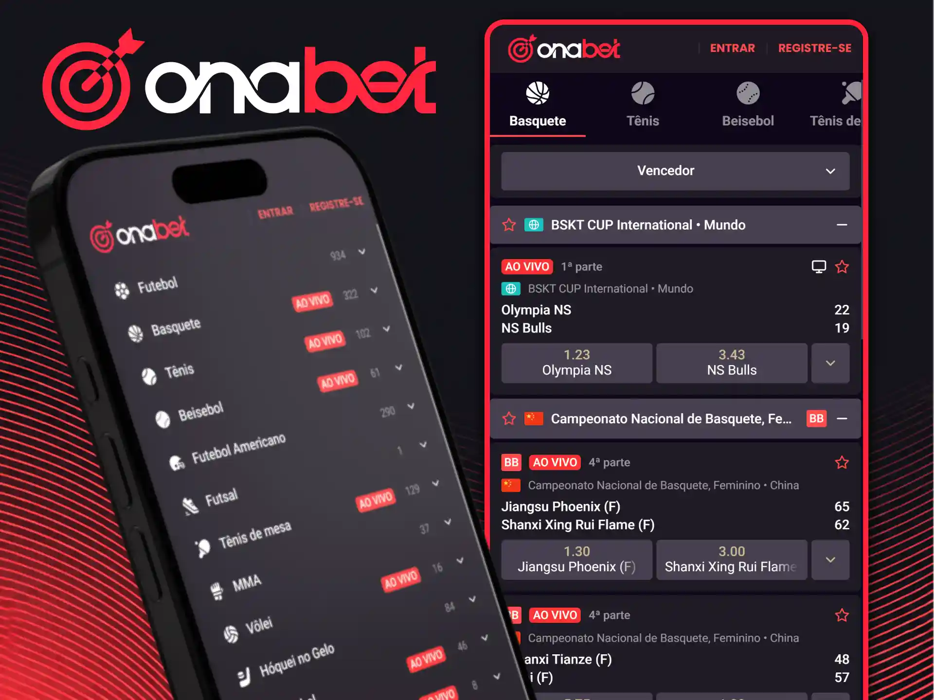 Explore os mercados de apostas esportivas disponíveis no aplicativo OnaBet.