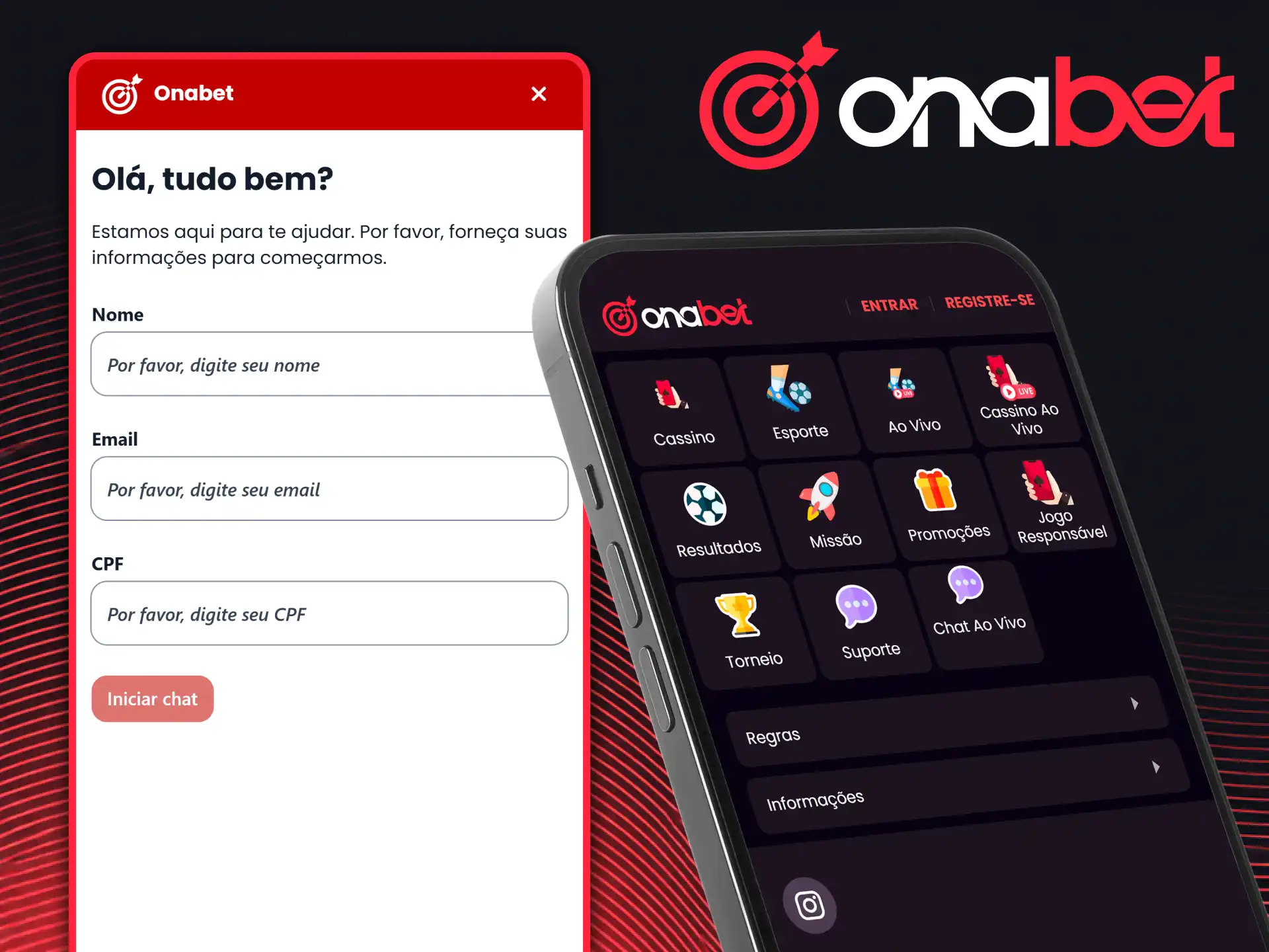 Resolva quaisquer problemas com o suporte ao cliente no aplicativo móvel da OnaBet.